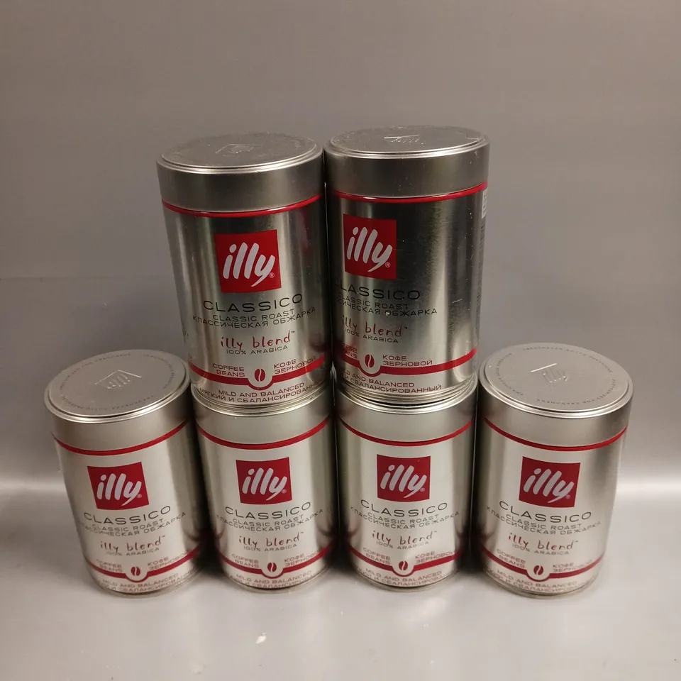 6 X SEALED ILLY CLASSICO ROAST COFFEE BEANS - 6 X 250G 