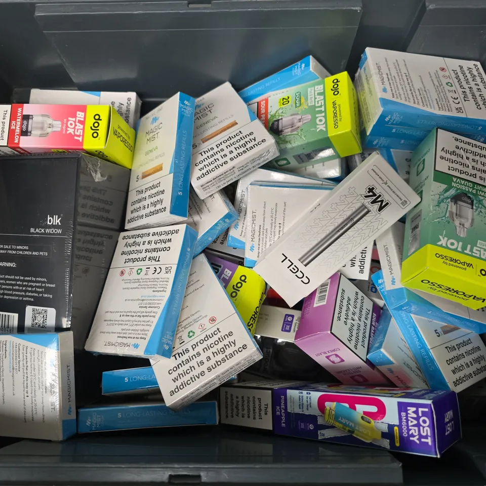 APPROXIMATELY 20 ASSORTED E-CIGARETTE PRODUCTS TO INCLUDE BRANDS SUCH AS BLK, LOST MARY, OPRO, ETC - COLLECTION ONLY