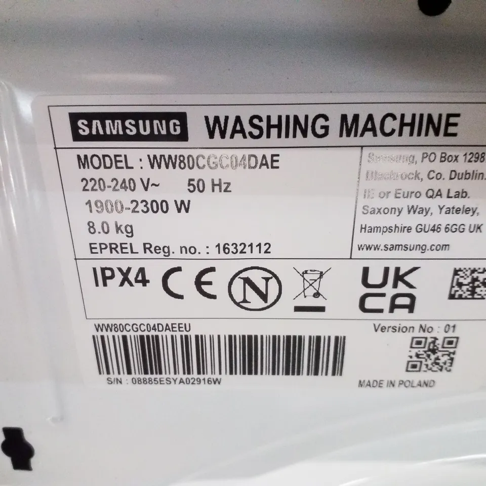 SAMSUNG SERIES 5 AI ENERGY WW80CGC04DAEEU 8KG LOAD, 1400RPM SPIN ECOBUBBLE WASHING MACHINE WITH SMARTTHINGS - WHITE