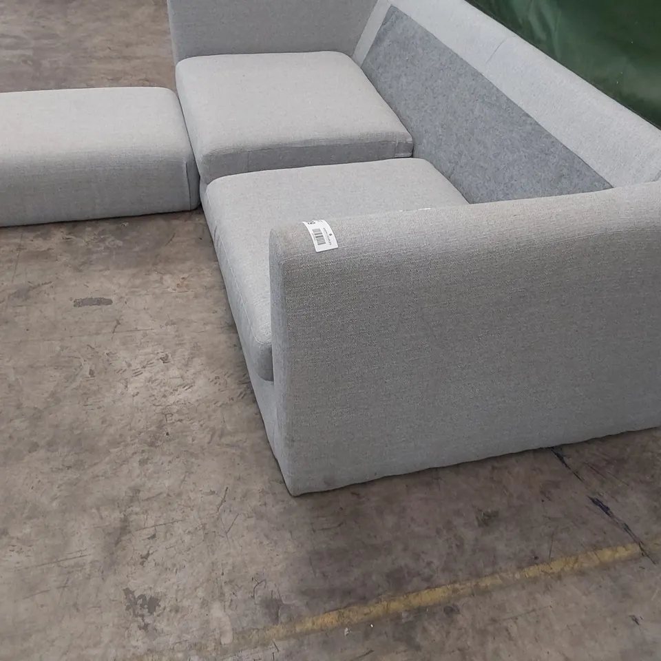 DESIGNER CHAISE SOFA LIGHT GREY FABRIC 