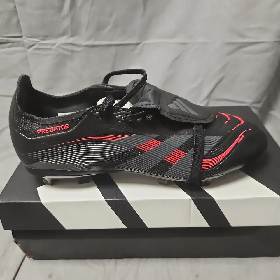 BOXED ADIDAS PREDATOR LEAGUE FG/MG FOOTBALL BOOTS – BLACK/RED, UK 8 (EU 42, US 8.5)