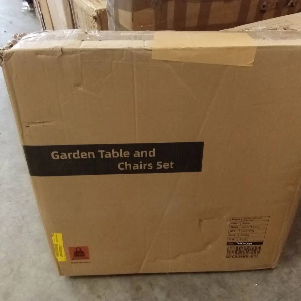 BOXED GARDEN TABLE AND CHAIRS SET - BLACK (1 BOX)