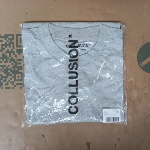 BAGGED COLLUSION BOXY T-SHIRT IN GREY MARL SIZE 2XL