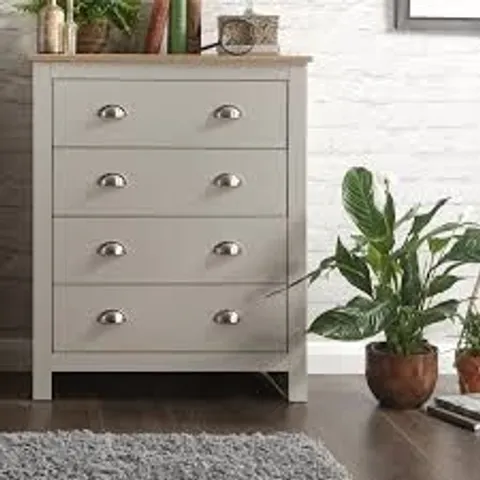 BOXED GFW LANCASTER 4 DRAWER GREY CHEST OF DRAWERS (1 BOX)
