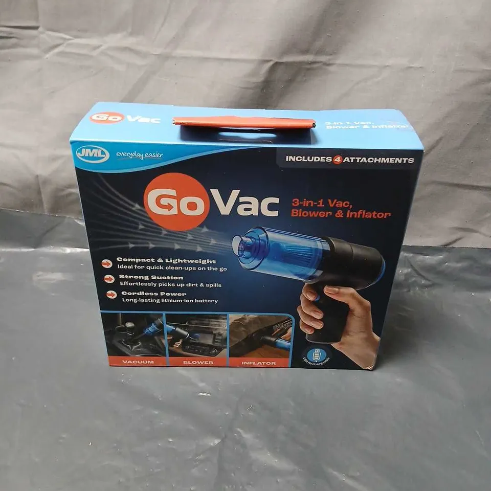 GO VAC 3-IN-1 VACUUM, BLOWER & INFLATOR – BOXED