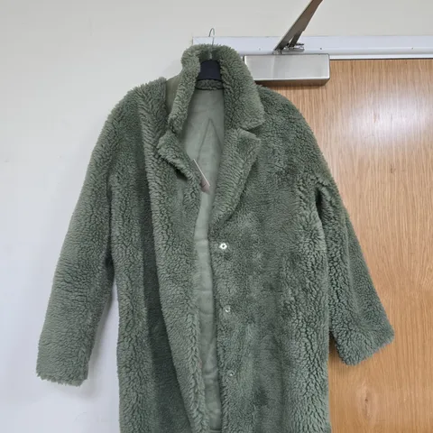 LA MAREY OLIVE GREEN FAUX FUR TEDDY COAT – WOMEN'S OUTERWEAR 
