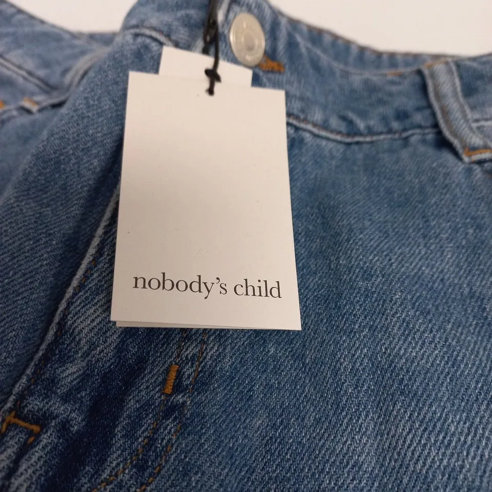 NOBODY'S CHILD WIDE-LEG JEANS TURN UP – BLUE, UK 16