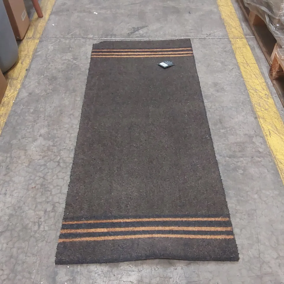 DOUBLE DOORMAT TRIPLE STRIPE CHARCOAL - COIR, 125 X 55CM