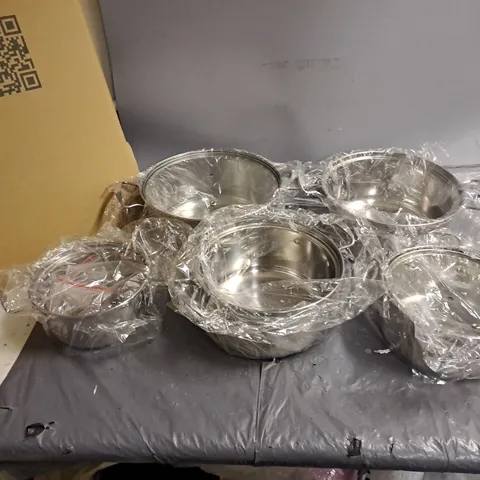 5 VARIOUS SIZED PANS 