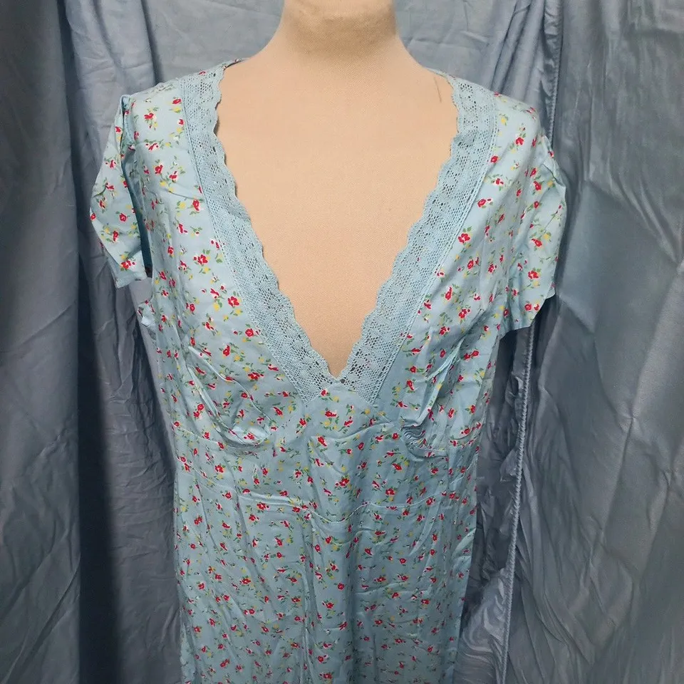 NOBODYS CHILD KACEY MIDI DRESS – BLUE FLORAL, UK 18