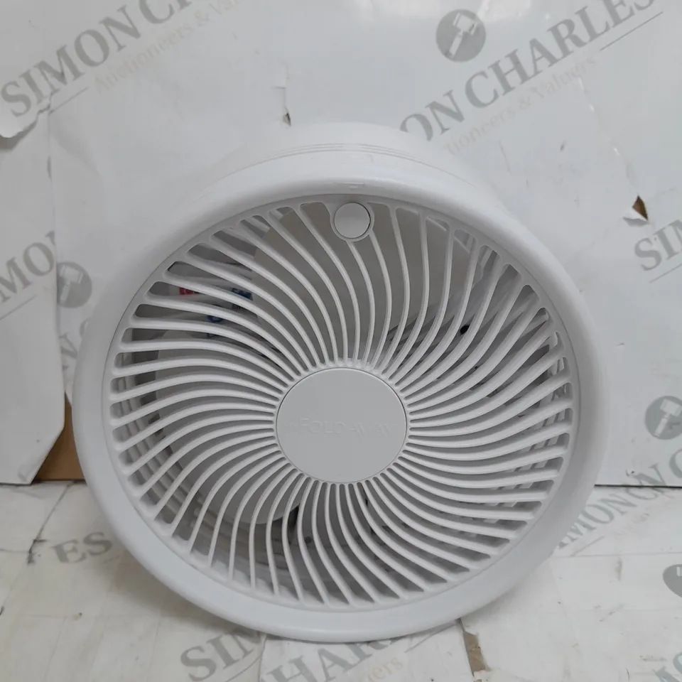 BOXED BELL & HOWELL OSCILLATING FOLDING RECHARGEABLE FAN, WHITE