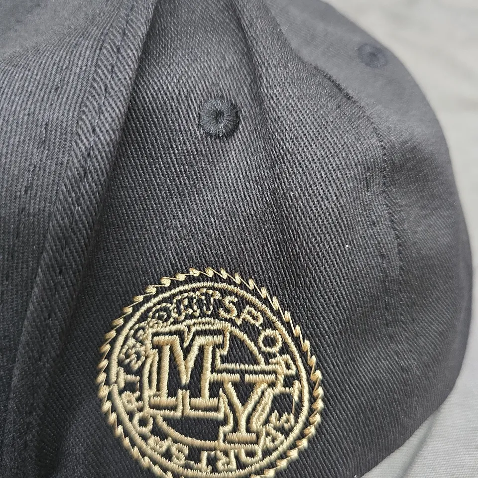 my sports Black baseball cap  interlock logo and gold circular patch
