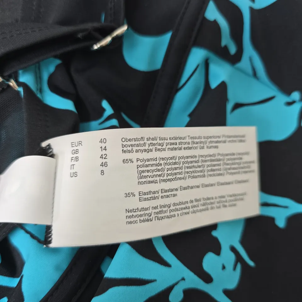 BONPRIX BLACK AND TURQUOISE SWIM DRESS SIZE 14
