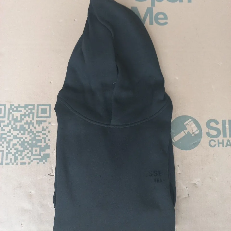 ESSENTIALS FEAR OF GOD LONG SLEEVE PULL-OVER HOODY IN BLACK SIZE SMALL