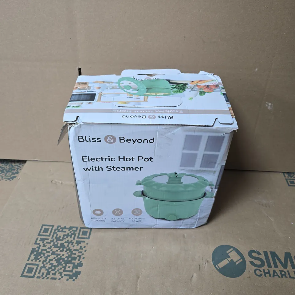 BLISS & BEYOND ELECTRIC HOT POT WITH STEAMER (BOXED)