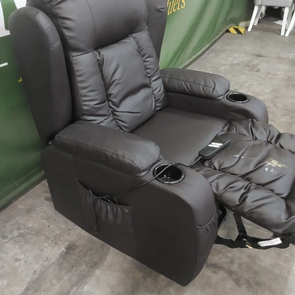 DESIGNER LEATHER MATCH ELECTRIC LIFT ASSIST RECLINER WITH HEAT AND MASSAGE FUNCTION 