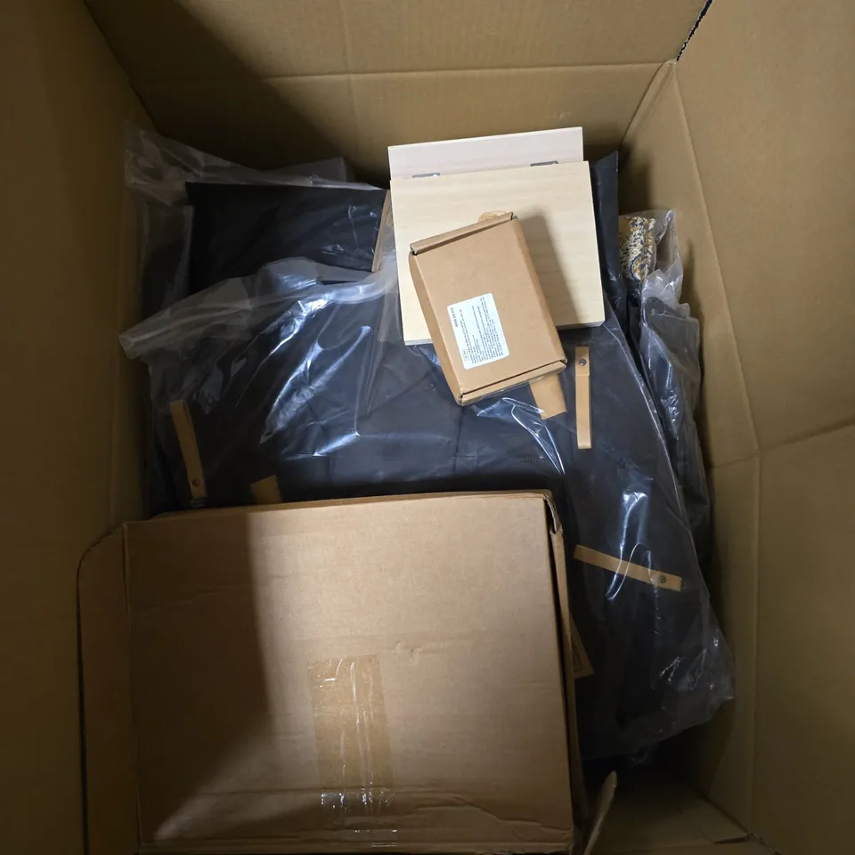 BOX OF APPROXIMATELY 15 ASSORTED HOUSEHOLD ITEMS TO INCLUDE BACKPACKS, CLOTHING ITEMS ETC.....