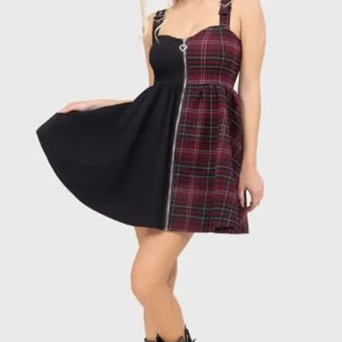 BRAND NEW KILLSTAR TARTAN MARIE ZIP DRESS [BURGUNDY] SIZE XXL