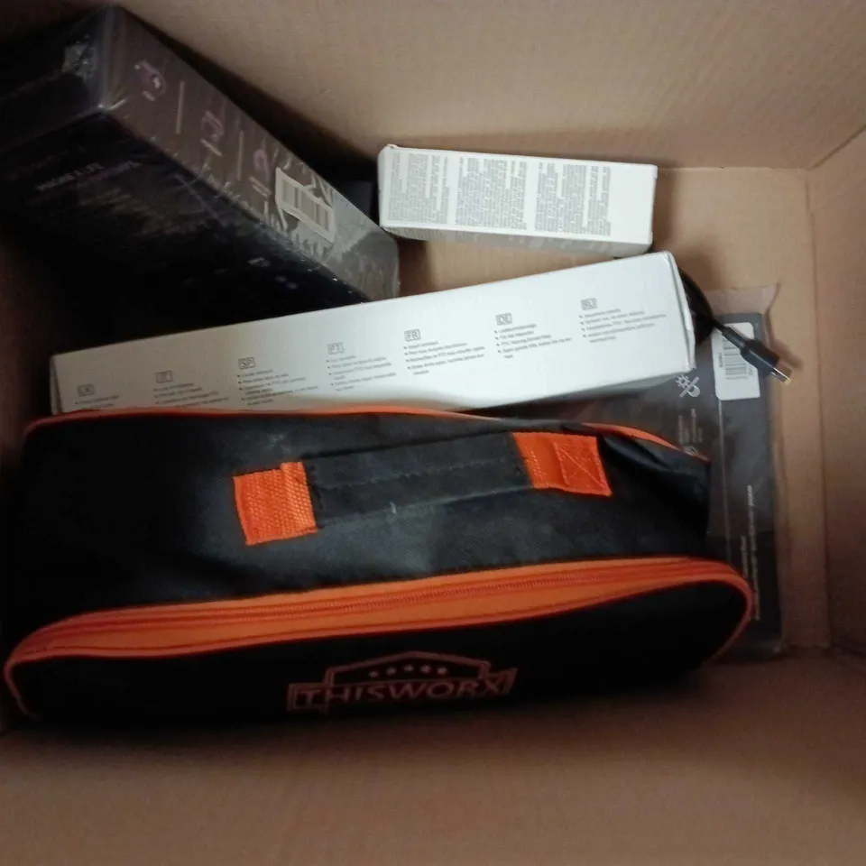 APPROXIMATELY 6 ASSORTED ITEMS TO INCLUDE CAR MINI VACUUM, TARGUS TABLET CASE, NUMOYA GOBRUSH PRO, ETC