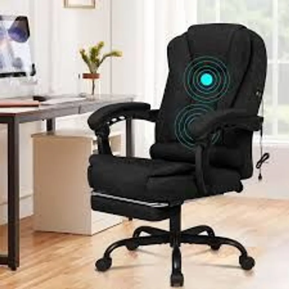 ELFORDSON OFFICE CHAIRS FOR HOME OFFICE, ERGONOMIC PC COMPUTER DESK CHAIRS EXECUTIVE OFFICE PU LEATHER CHAIR WITH FOOTREST FOR ADULTS (BLACK)