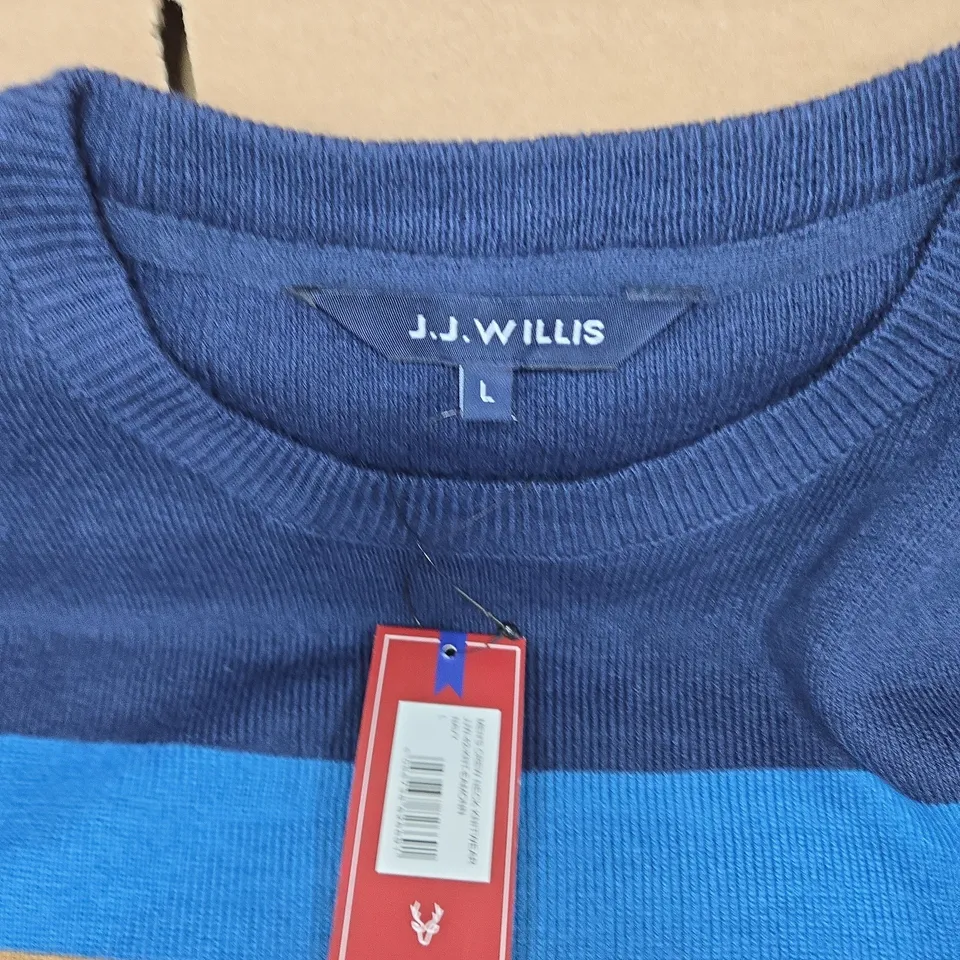 J.J.WILLS MENS CREW NECK KNITWEAR IN NAVY - LARGE