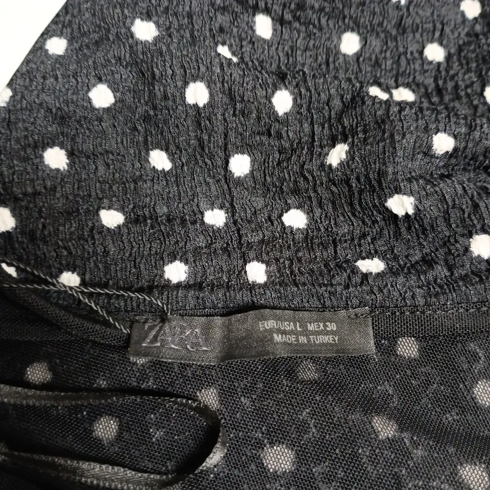 ZARA BLACK POLKA DOT MAXI DRESS – SIZE L, MADE IN TURKEY