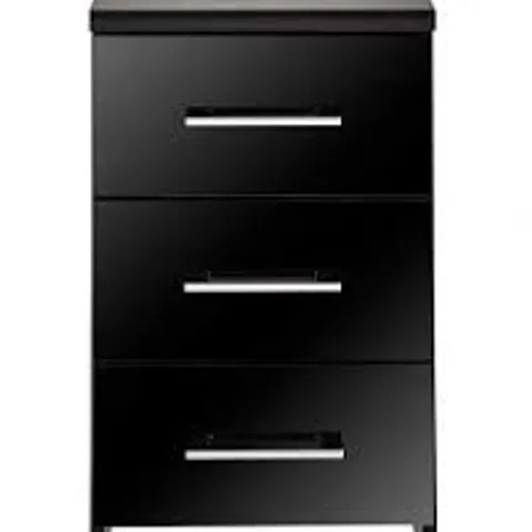 BOXED HOME ESSENTIALS PRAGUE GRADUATED BEDSIDE CABINET - BLACK ASH (1 BOX)