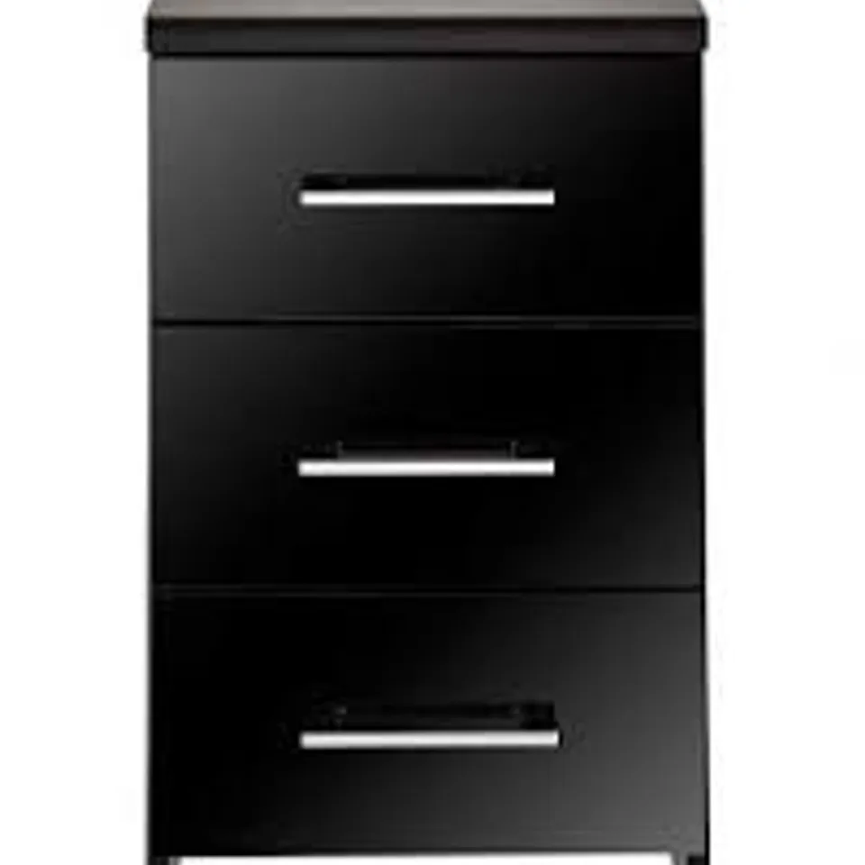 BOXED HOME ESSENTIALS PRAGUE GRADUATED BEDSIDE CABINET - BLACK ASH (1 BOX)