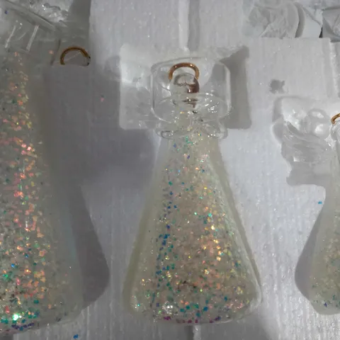 BOXED HOME REFLECTIONS SET OF 3 PRE-LIT GLASS ANGEL CANDLE HOLDERS