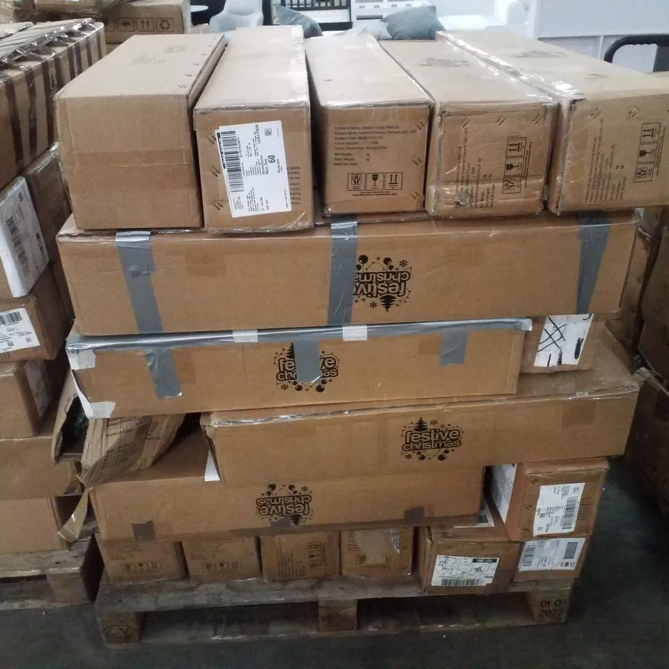 PALLET CONTAINING APPROXIMATELY 34 ASSORTED FESTIVE CHRISTMAS TREES
