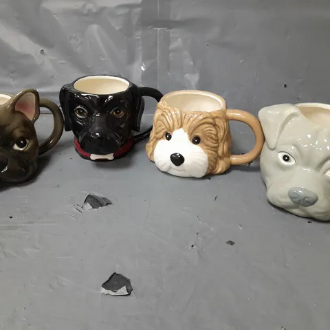 SET OF 4 DOG SHAPED MUGS BUNDLE