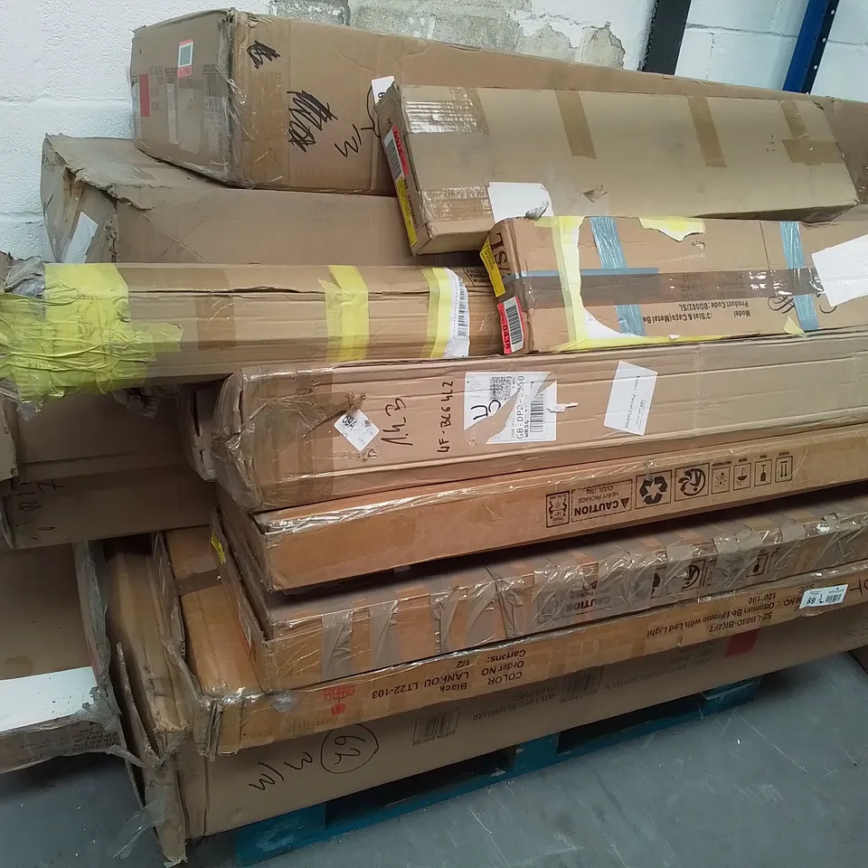 PALLET OF ASSORTED FLAT PACK BED PARTS