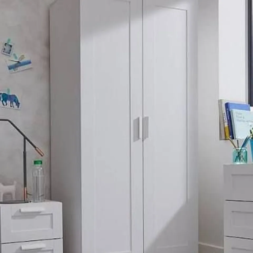 BOXED TARYN KIDS 2 DOOR WARDROBE - WHITE (2 BOXES) RRP £179