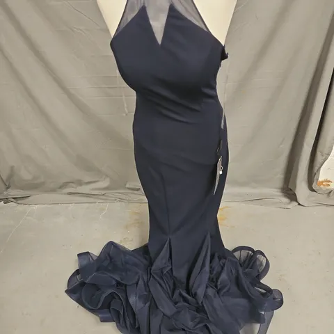 PIA MICHI EMBELLISHED FISHTAIL DRESS IN NAVY SIZE 8