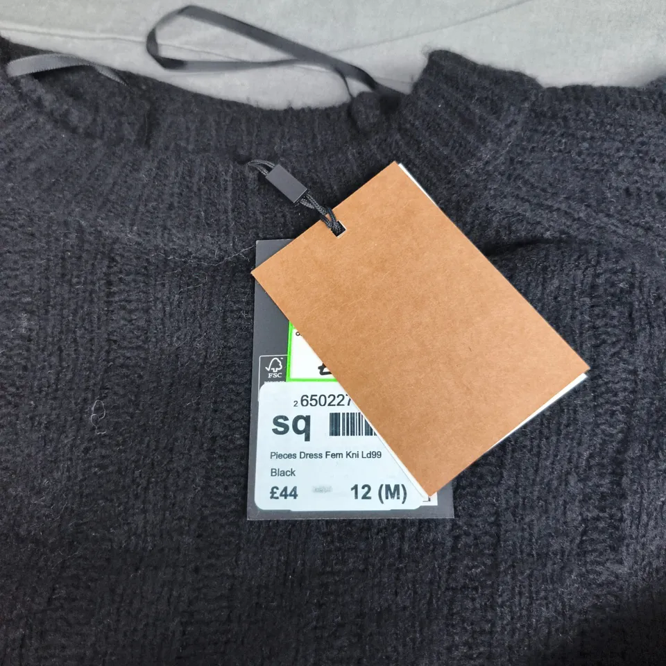 PIECES BY NOOS WOMEN'S KNIT DRESS – BLACK, UK 12