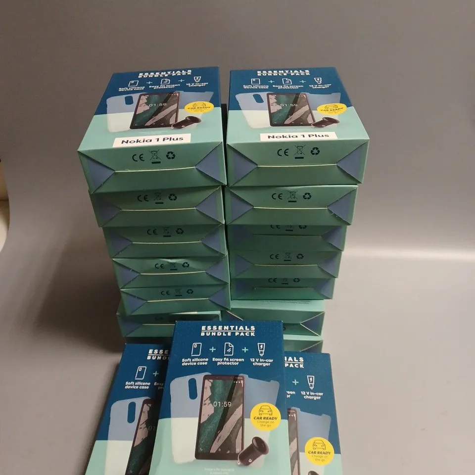 APPROXIMATELY 15 BRAND NEW BOXED ESSENTIAL BUNDLE PACKS FOR NOKIA 1 PLUS