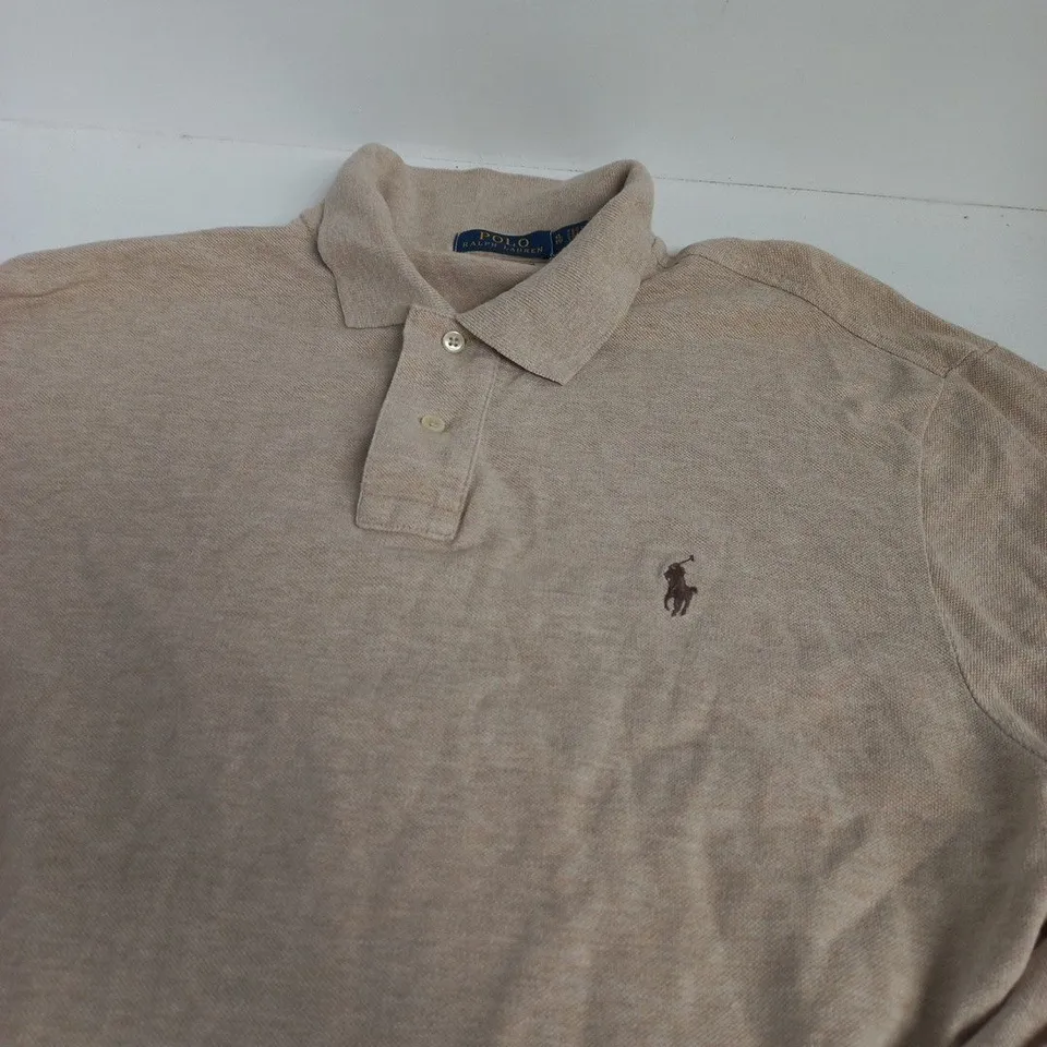 POLO RALPH LAUREN BEIGE LONG-SLEEVE POLO SHIRT - SLIM FIT - XL