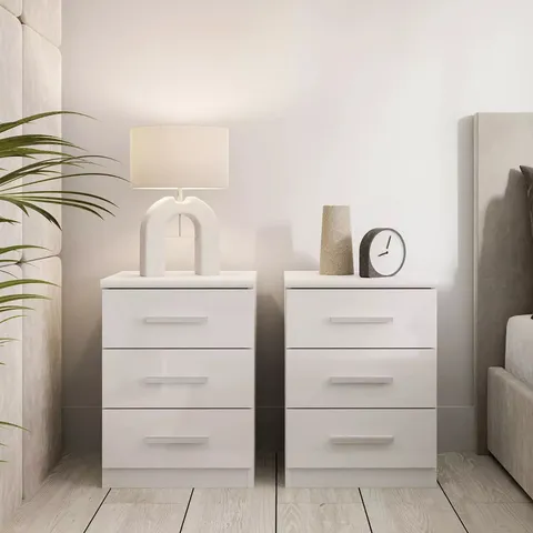 PRAGUE GLOSS 3 DRAWER BEDSIDE CHESTS (SET OF 2)