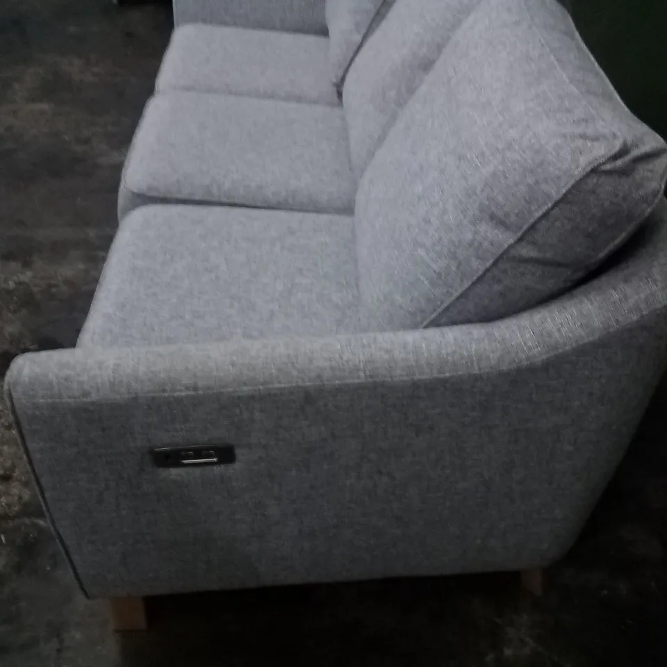 DESIGNER G PLAN MADE GREY FABRIC ELECTRIC RECLINING 3 SEATER SOFA
