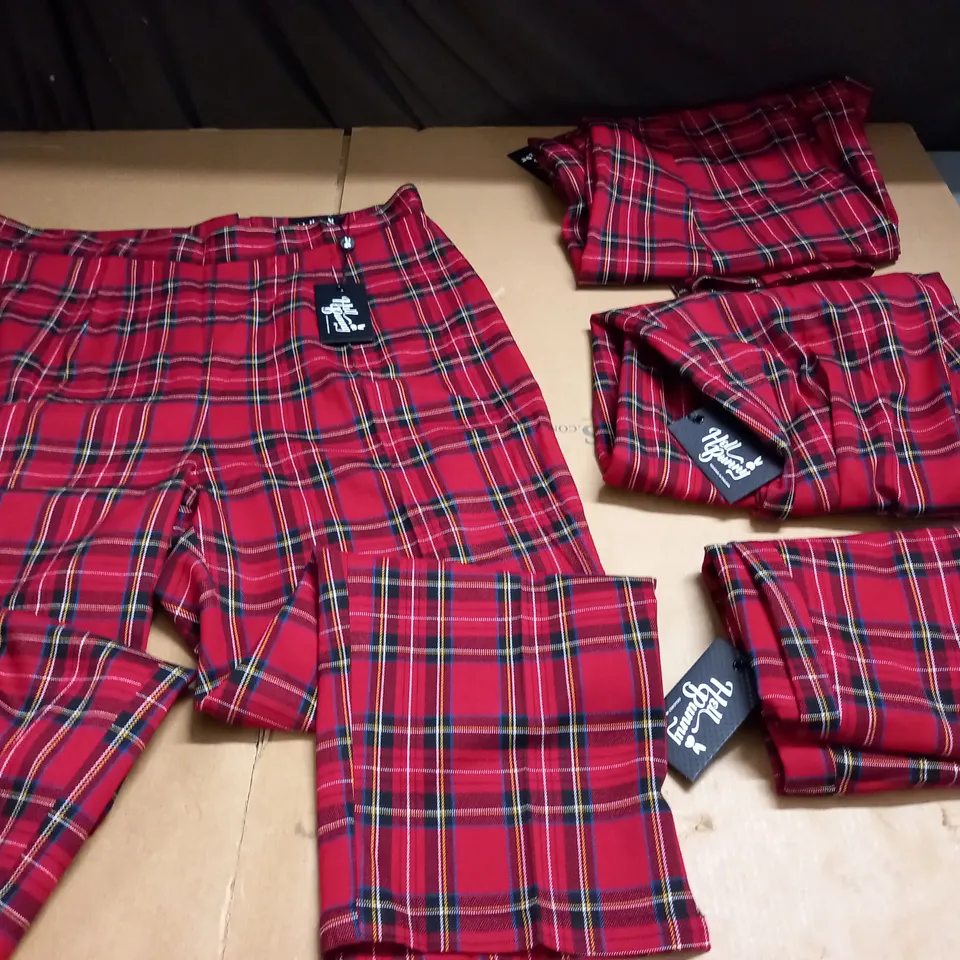 LOT OF 4 HELL BUNNY RED CHECK TROUSERS - VARIOUS SIZES