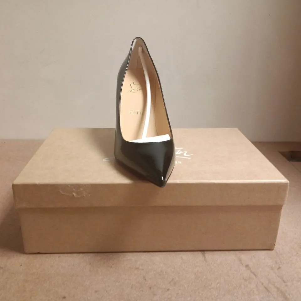 BOXED PAIR OF CHRISTIAN LOUBOUTIN POINTED TOE STILETTO HEELS IN BLACK SIZE EU 38.5