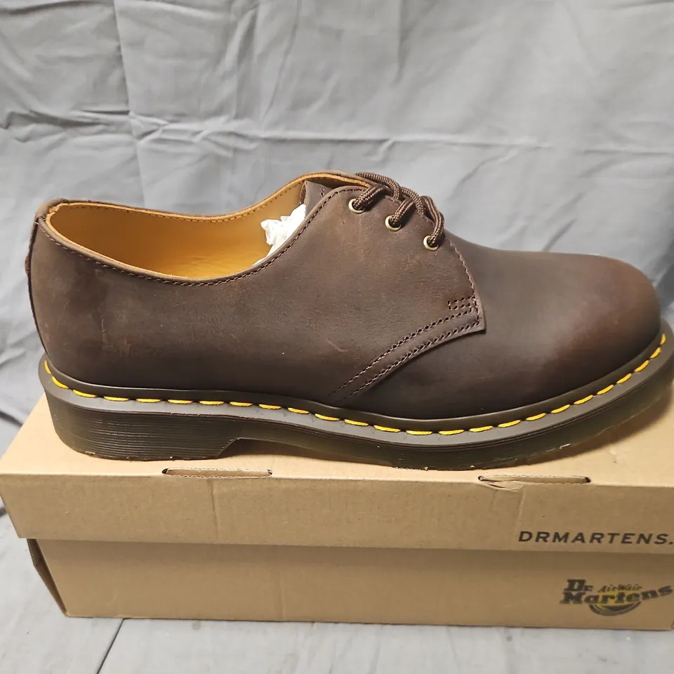 BOXED DR. MARTENS 1461 DARK BROWN CRAZY HORSE LEATHER SHOES – UK 10