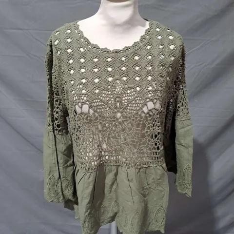 APRICOT BELL SLEEVE TOP IN KHAKI SIZE S/M