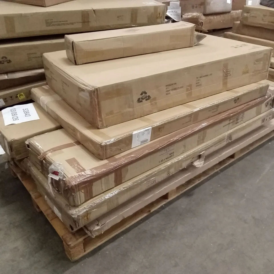 PALLET OF ASSORTED DESIGNER INCOMPLETE FURNITURE PARTS AND PIECES
