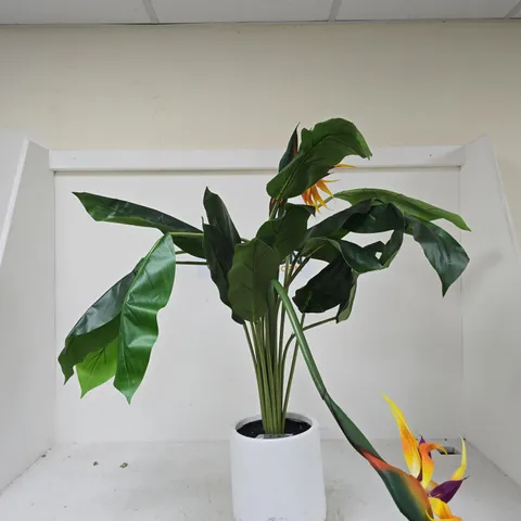 FAKE BIRD OF PARADISE INDOOR PLANT IN WHITE CERAMIC POT