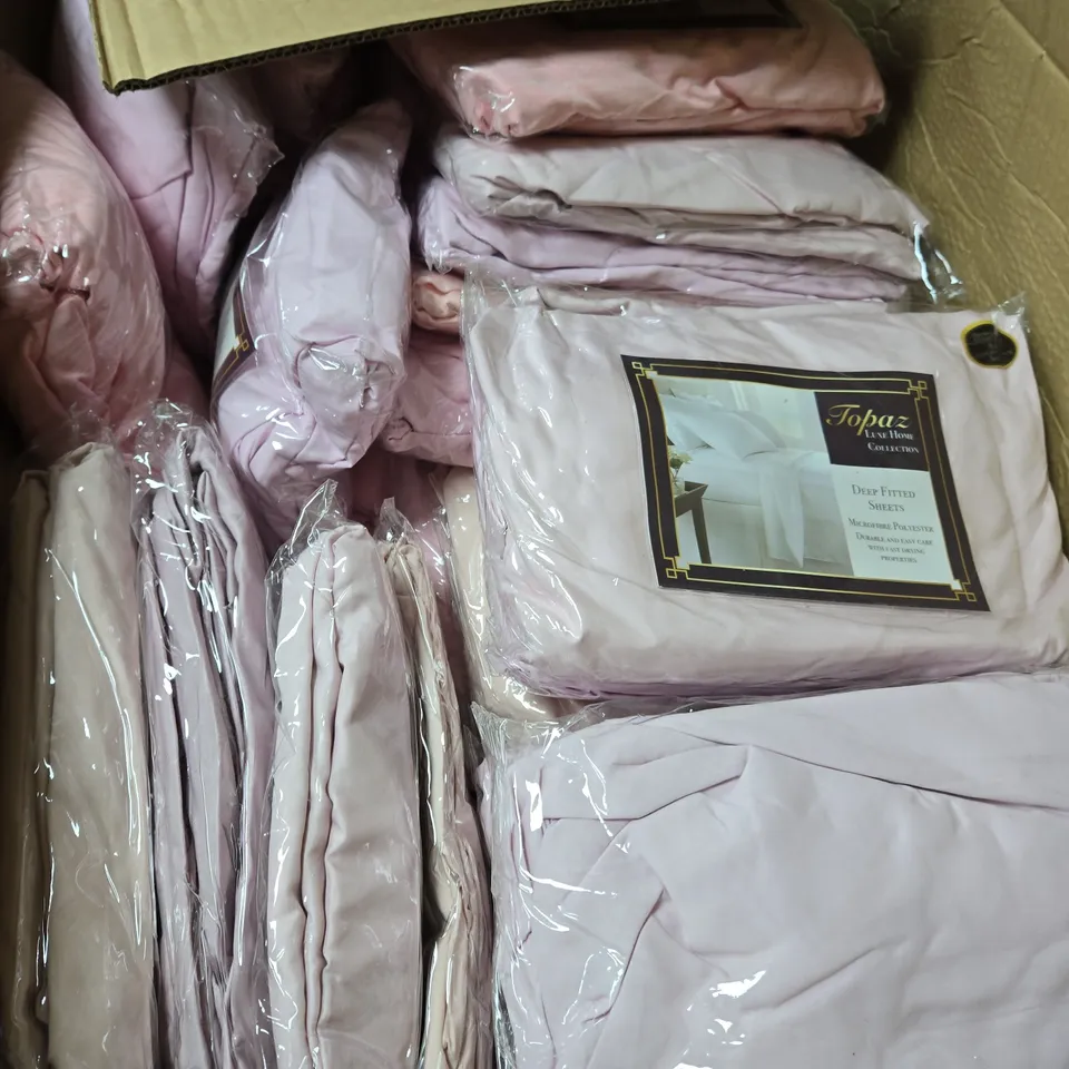 BOX OF APPROXIMATELY 20 X TOPAZ DEEP FITTED SHEETS – PINK MICROFIBRE (TOPAZ HOME COLLECTION) 