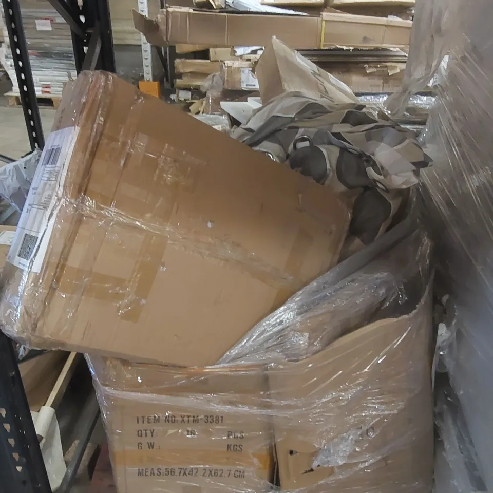 PALLET CONTAINING A LARGE QUANTITY OF ASSORTED ITEMS INCLUDING: CAT LITTER BOX, CURTAIN ECT