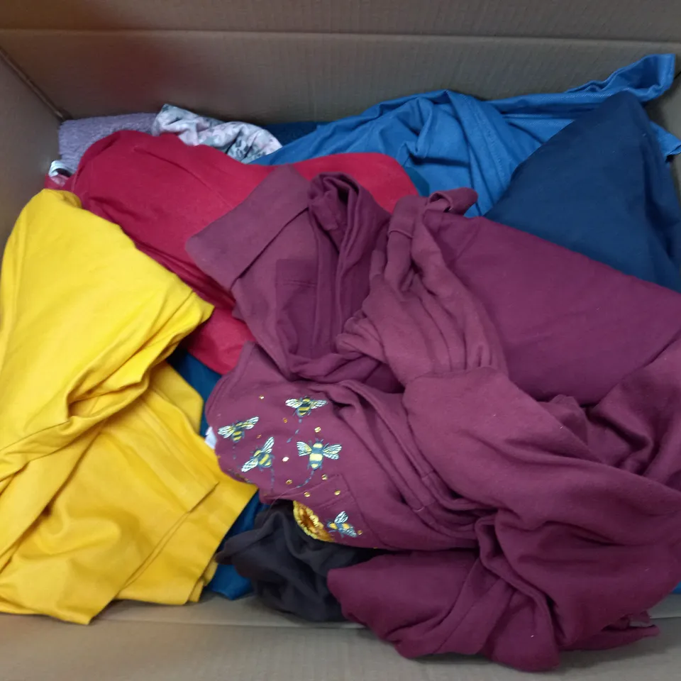 BOX OF APPROXIMATELY 20 ASSORTED ITEMS OF CLOTHING TO INCLUDE CUDDL DUDS, D&CO., NINA LEONARD, ETC