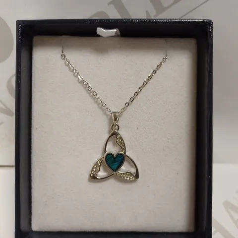 BYZANTIUM SILVER EFFECT NECKLACE WITH BLUE HEART PENDANT