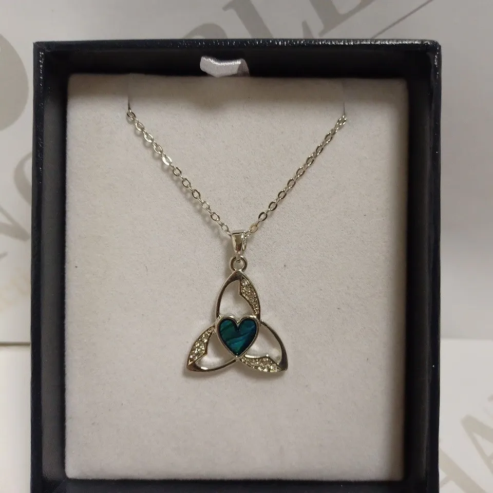 BYZANTIUM SILVER EFFECT NECKLACE WITH BLUE HEART PENDANT